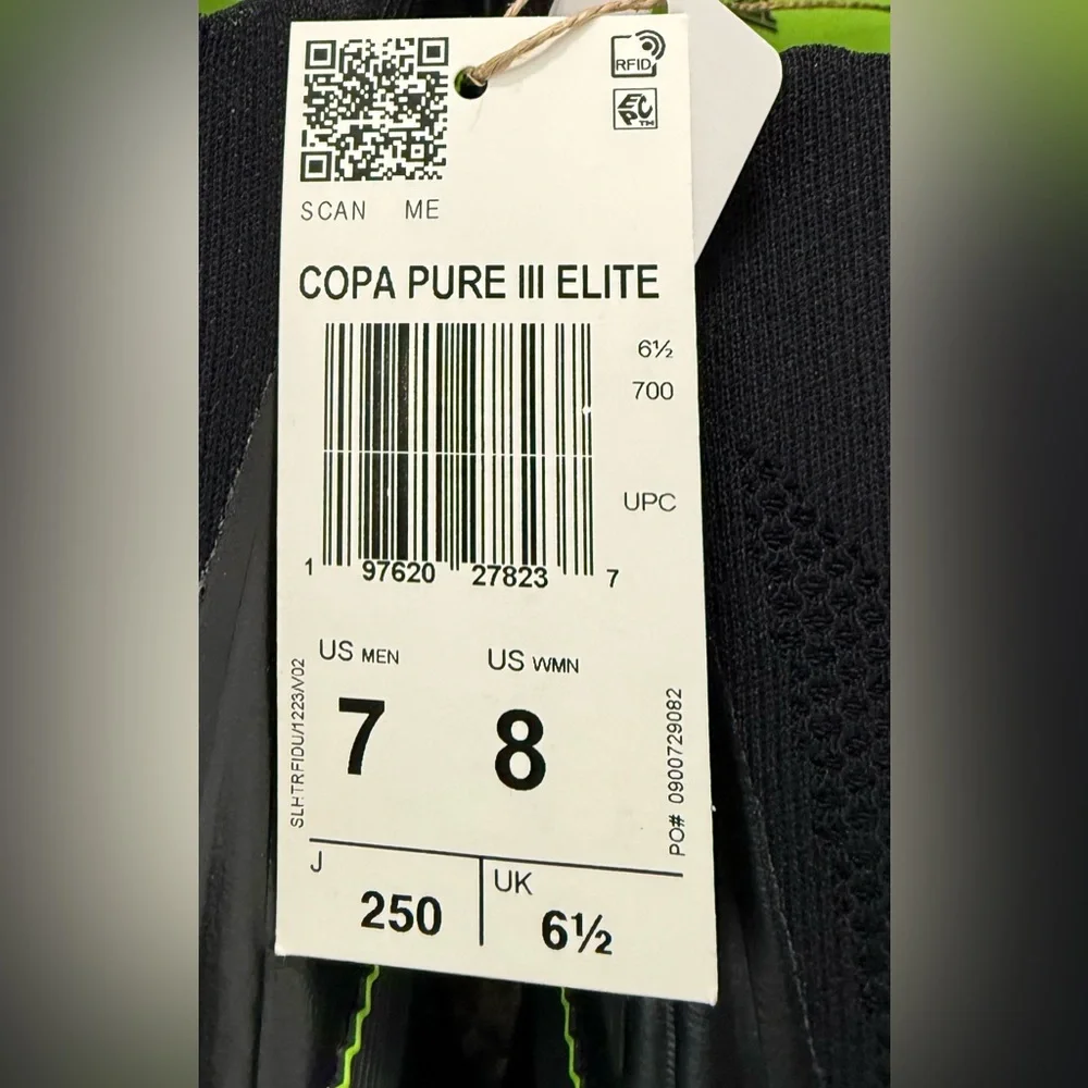 Adidas Copa Pure 3 Elite Laceless FG Black Green Soccer Cleats JS0652 Mens Sizes